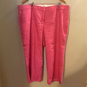 NWOT J Crew cropped pant in pink linen size 20